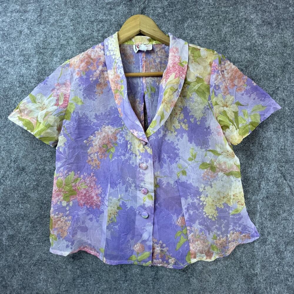 Vintage R&K Originals Sheer Top Womens 10 Pastel Romantic Fairy‎ Y2K Blouse